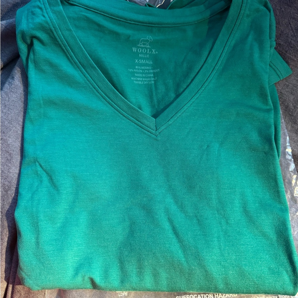 WoolX Shady Green Millie long sleeved shirt XS - Picture 4 of 6
